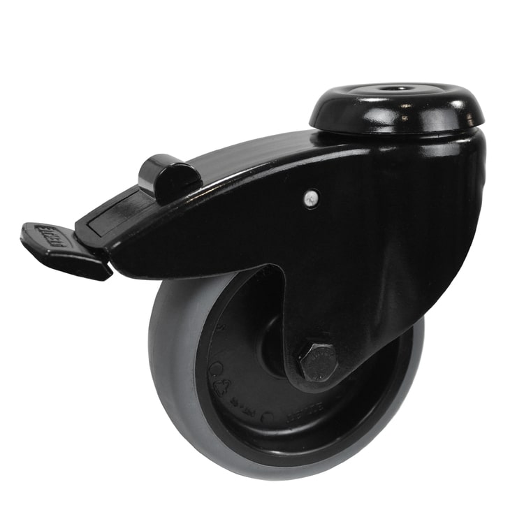 Zwenkwiel met rem (zwart)- 100 mm