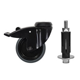Zwenkwiel (zwart) met rem en expander - 50mm diameter-C / 33,7 mm