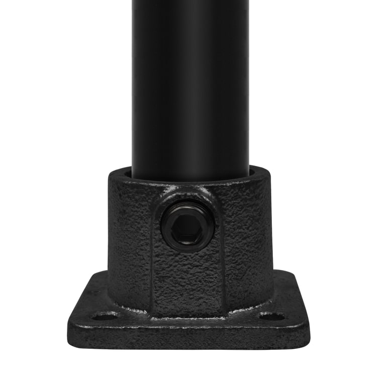 Buiskoppeling Vierkante voetplaat met doorloop - zwart-C / 33,7 mm