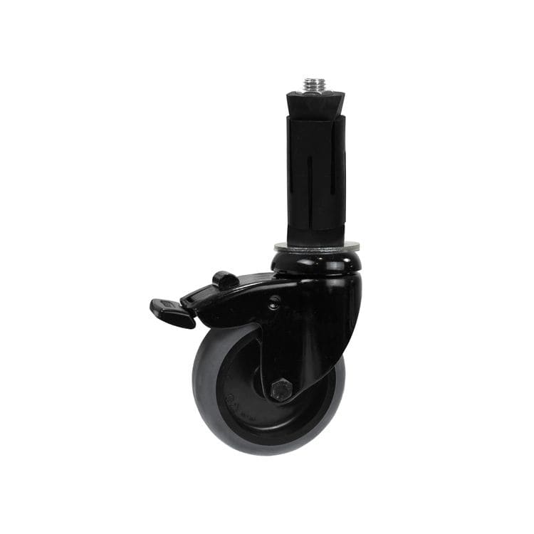 Zwenkwiel (zwart) met rem en expander - 75mm diameter-C / 33,7 mm