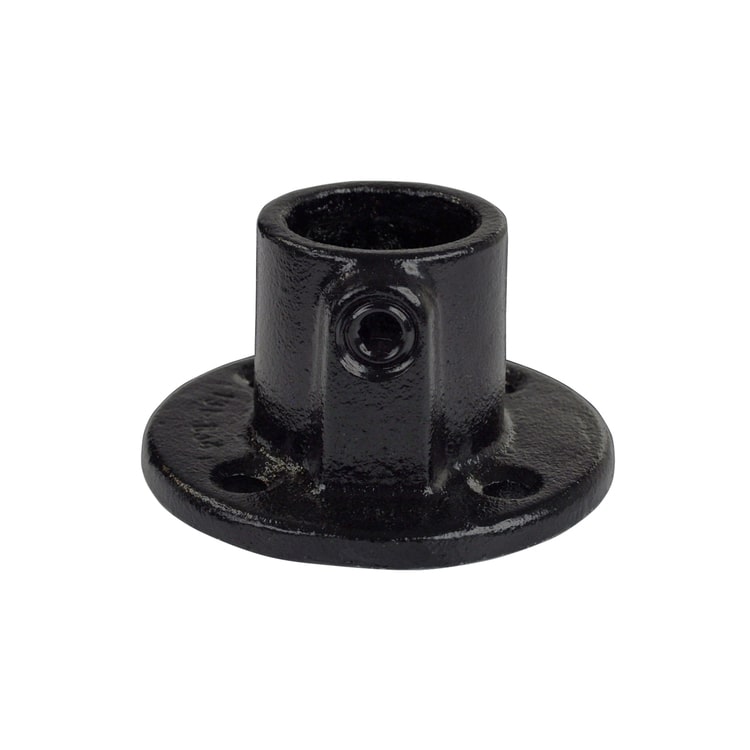 Buiskoppeling Ronde voetplaat - zwart-E / 48,3 mm