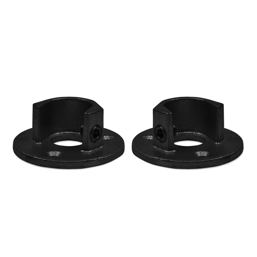 Buiskoppeling Ronde voetplaat met inleg (set) - zwart-C / 33,7 mm